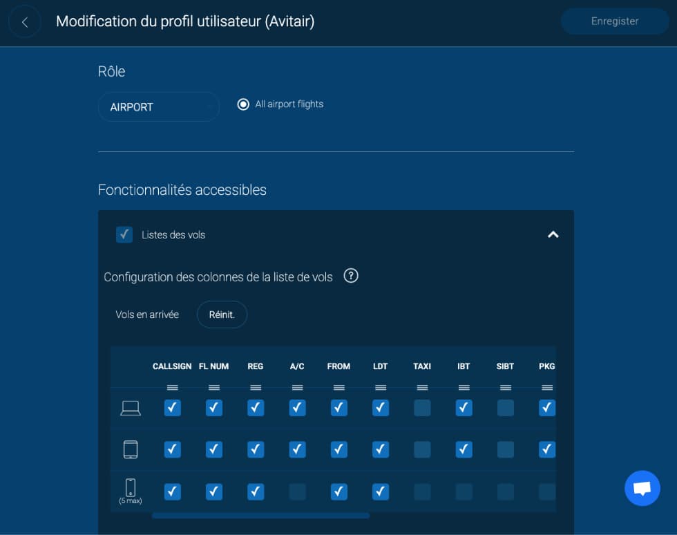 Configuration des profils